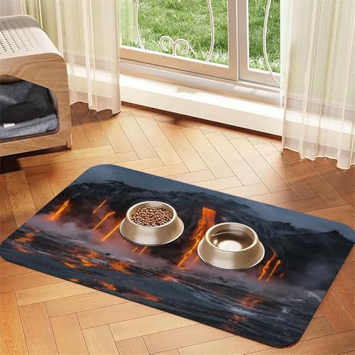 Kilauea Futtermatte für Hunde und Katzen, saugfähig, wasserdicht, rutschfest, schnell trocknend, Bodenschutz, Ledertischdecke von NDDCEDEW
