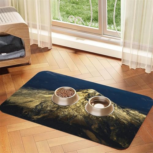 Mount Nature Print Pet Feeding Mat For Dogs & Cats Absorbent Waterproof Dog Food Mat Non-Slip Pet Bowl Placemat Quick Dry Floor Protector Leather Tablecloth von NDDCEDEW