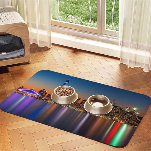 Night Canada Print Pet Feeding Mat For Dogs & Cats Absorbent Waterproof Dog Food Mat Non-Slip Pet Bowl Placemat Quick Dry Floor Protector Leather Tablecloth von NDDCEDEW