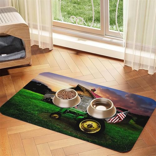 Old Tractor Photo Farm Print Pet Feeding Mat For Dogs & Cats Absorbent Waterproof Dog Food Mat Non-Slip Pet Bowl Placemat Quick Dry Floor Protector Leather Tablecloth von NDDCEDEW