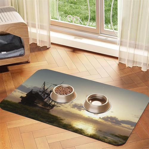 Ship In The Lake Sunset Print Pet Feeding Mat For Dogs & Cats Absorbent Waterproof Dog Food Mat Non-Slip Pet Bowl Placemat Quick Dry Floor Protector Leather Tablecloth Ship In The Lake Sunset Print Pet Feeding Mat For Dogs & Cats Absorbent Waterproof Dog Food Mat Non-Slip Pet Bowl Placemat Quick Dry Floor Protector Leather Tablecloth von NDDCEDEW