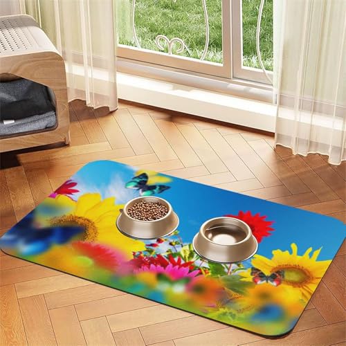Sunny Garden Print Pet Feeding Mat For Dogs & Cats Absorbent Waterproof Dog Food Mat Non-Slip Pet Bowl Placemat Quick Dry Floor Protector Leather Tablecloth Sunny Garden Print Pet Feeding Mat For Dogs & Cats Absorbent Waterproof Dog Food Mat Non-Slip Pet Bowl Placemat Quick Dry Floor Protector Leather Tablecloth von NDDCEDEW