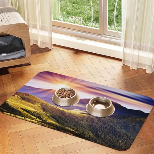 Sunshine In Mountains Print Pet Feeding Mat For Dogs & Cats Absorbent Waterproof Dog Food Mat Non-Slip Pet Bowl Placemat Quick Dry Floor Protector Leather Tablecloth Sunshine In Mountains Print Pet Feeding Mat For Dogs & Cats Absorbent Waterproof Dog Food Mat Non-Slip Pet Bowl Placemat Quick Dry Floor Protector Leather Tablecloth von NDDCEDEW