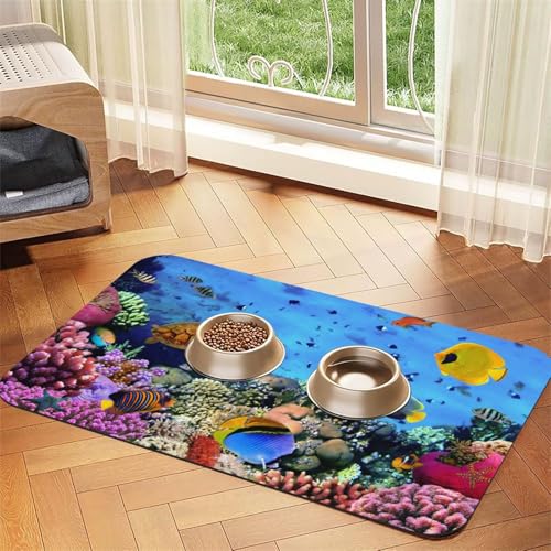 Unterwasser-Futtermatte für Hunde und Katzen, saugfähig, wasserdicht, rutschfest, schnell trocknend, Bodenschutz, Ledertischdecke von NDDCEDEW
