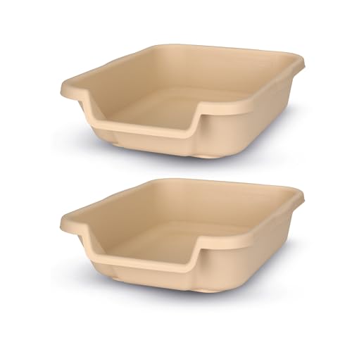 KittyGoHere Katzentoilette für Senioren, klein, Strandsandfarbe, langlebig und haustiersicher, mit niedrigem Eingang von 7,6 cm und viel mehr Platz für Ihre Katzen, hergestellt in den USA, 2 Stück KittyGoHere Katzentoilette für Senioren, klein, Strandsandfarbe, langlebig und haustiersicher, mit niedrigem Eingang von 7,6 cm und viel mehr Platz für Ihre Katzen, hergestellt in den USA, 2 Stück von NE14pets