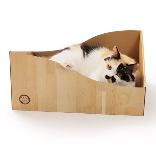 Hideaway Katzenkratzbox für Indoor-Katzen, Katzenkratzbrett, horizontale Katzenkratzauflage, Liege mit wendbarer Benutzerfreundlichkeit und extra Komfort für Lounge (Eiche) von NECOICHI