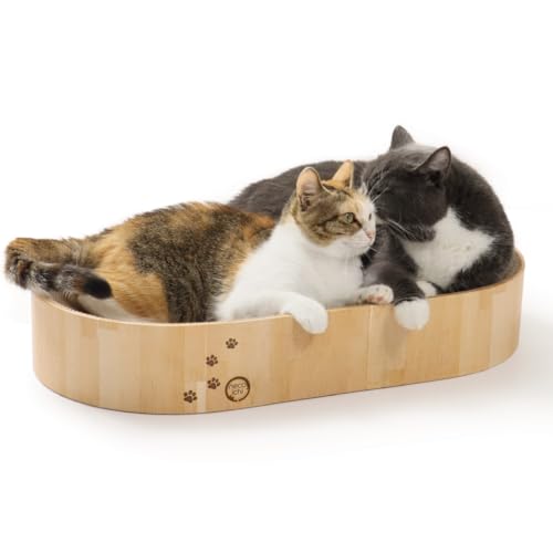 Necoichi Katzenkratznapf, Capsuke für Indoor-Katzen, Katzenkratzliege mit wendbarer Benutzerfreundlichkeit und zusätzlichem Komfort für Lounge, Pappbett, Couch (XL, Eiche) von NECOICHI