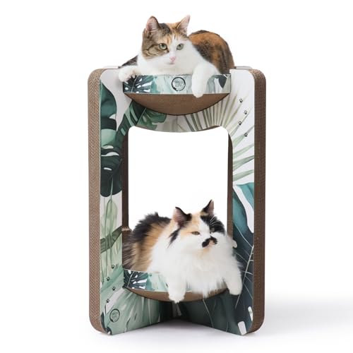 Necoichi Katzenkratzturm für Indoor-Katzen - Katzenkratzbaum Liege mit Wendenutzbarkeit und extra Komfort für Lounge, Karton Bett Couch / (Regular, Eiche) von NECOICHI