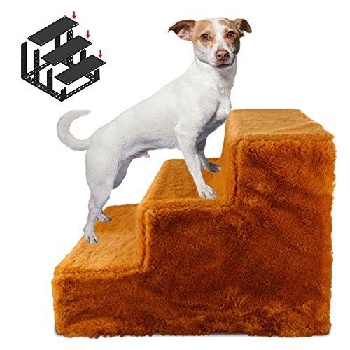 Hochbetttritt, Haustiertreppe 3 Stufen Haustierleiter Hundesofa mit waschbarem Bezug und Reißverschluss für kleine Hunde von NEDOES