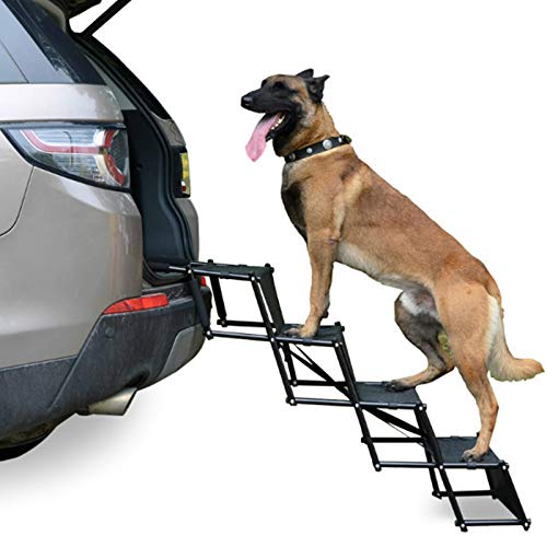 Hundetreppe für große Hunde, Metallrahmen Autostufen für Hunde, 4 Stufen leichte tragbare Hauskatzenleiter Tragbare Auto-Leiter von NEDOES