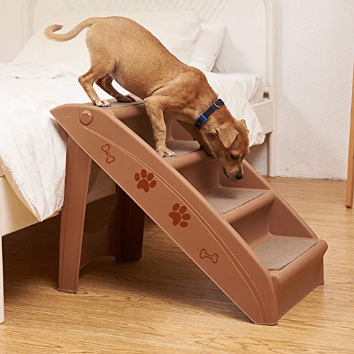 Klappbare Hundetreppe für Hunde und Katzen, Sofa oder Bett, Teppichboden, Kunststoff (Brown) von NEDOES
