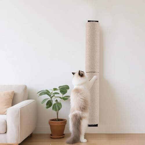 Kratzbaum für Katzen, zur Wandmontage, 61 cm hoch, 8,9 cm Durchmesser, Kratzbaum, Hanfseil, Kratzbaum für Indoor-Kätzchen und große Katzen mit Schrauben Kratzbaum für Katzen, zur Wandmontage, 61 cm hoch, 8,9 cm Durchmesser, Kratzbaum, Hanfseil, Kratzbaum für Indoor-Kätzchen und große Katzen mit Schrauben von NEECONG