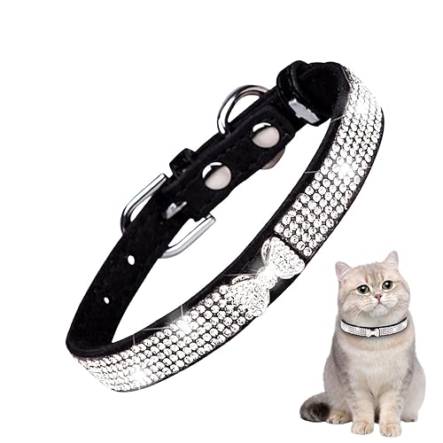 Funkelndes Hundehalsband - Mikrofaser Haustier Halsband für Mädchen Katzen und Hunde - Reißfest Atmungsaktiv Bling Katzenhalsband, Verstellbares Strass Katzenhalsband, Weibliche Hundehalsband für von NEFLUM