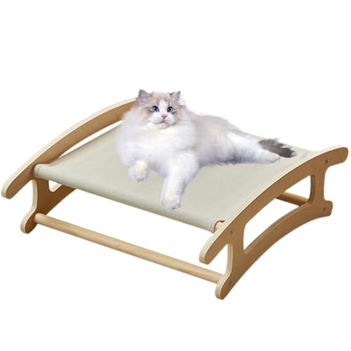 Hochbett für Katzen, Katzenbett aus Holz,Katzenhängematte mit Holzboden | Leichtes, platzsparendes Haustierbett, Hängemattenbett für Katzen im Innenbereich zum Spielen, Klettern, Entspannen Hochbett für Katzen, Katzenbett aus Holz,Katzenhängematte mit Holzboden | Leichtes, platzsparendes Haustierbett, Hängemattenbett für Katzen im Innenbereich zum Spielen, Klettern, Entspannen von NEFLUM