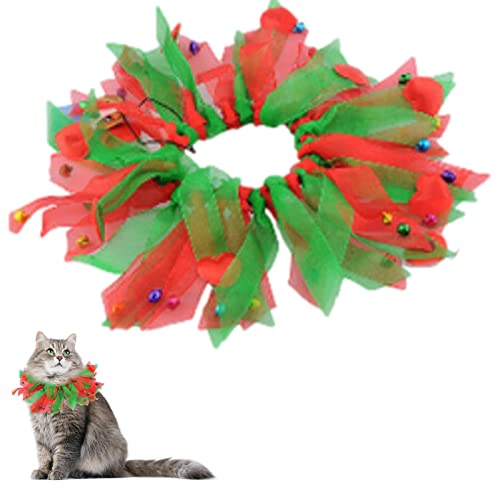 Holiday Dog Collars | Pet Collar - Party Pet Festival Ornaments Wreath And Red And Green Ribbon, Adjustable for Medium And Small Dogs Neflum von NEFLUM