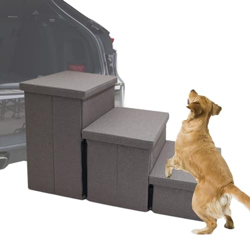 Hunde-Innentreppe - Rutschfester Katzen-Aufbewahrungs-Stepper, zusammenklappbar mit 3 Stufen | Haustierbedarf für kleine bis große Hunde und Katzen, für Bett, Couch und Fensterstange Hunde-Innentreppe - Rutschfester Katzen-Aufbewahrungs-Stepper, zusammenklappbar mit 3 Stufen | Haustierbedarf für kleine bis große Hunde und Katzen, für Bett, Couch und Fensterstange von NEFLUM