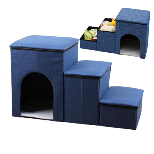 Hundetreppe zum Bett großer Hund | Treppen für Hunde, um ins Bett zu gelangen | 3-Stufen-Hundetreppe für Hochbetten und Couch, klappbare Haustiertreppe für kleine Hunde und Katzen und Hundetreppe zum Bett großer Hund | Treppen für Hunde, um ins Bett zu gelangen | 3-Stufen-Hundetreppe für Hochbetten und Couch, klappbare Haustiertreppe für kleine Hunde und Katzen und von NEFLUM