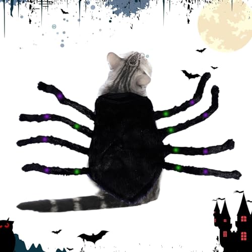 Katzen-Spinnen-Cosplay für Halloween, realistische Spinne, gruseliges Hundekostü mit Lichtern | Haustier-Halloween-Kostüme für Halloween-Mottoparty, Festivalparade, Foto-Requisiten Neflum von NEFLUM