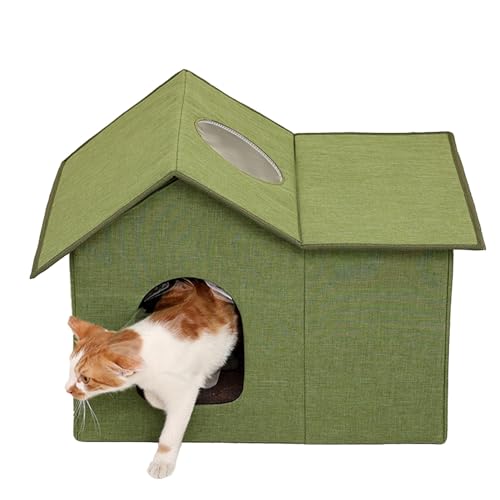 Katzenhaus draußen, Haustierhaus, Oxford-Stoff, Winddicht, mit abnehmbarem Kissen, einfach zu montierender Winter-Katzenschutz für streunende Katzen im Freien von NEFLUM