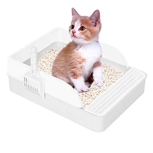 Katzentoilette – offene Katzentoilette mit Schild – Katzentoilette hält Gerüche, verhindert Urin und Streu, geeignet für Katzen und kleine Hunde von NEFLUM