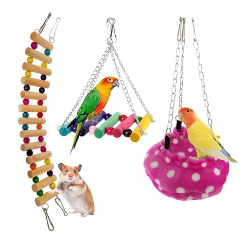 NEFLUM Vogelsitzstangen, Käfigspielzeug – sicherer Papageien-Spielständer – Kleintierspielzeug mit Haken, Schnellverbindungs-Reißverschluss für Vögel von NEFLUM