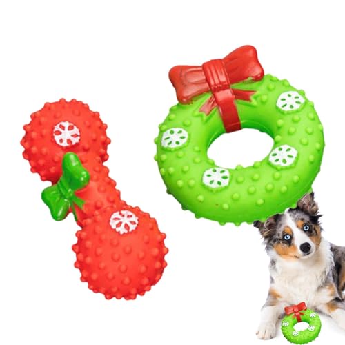 NEFLUM Weihnachts-Hundeseilspielzeug | Kautrainingsspielzeug,Gummi-Kauspielzeug mit knirschenden Zähnen, langlebiges interaktives Spielzeug zum Thema Weihnachten, leuchtende Farben, harmloses von NEFLUM