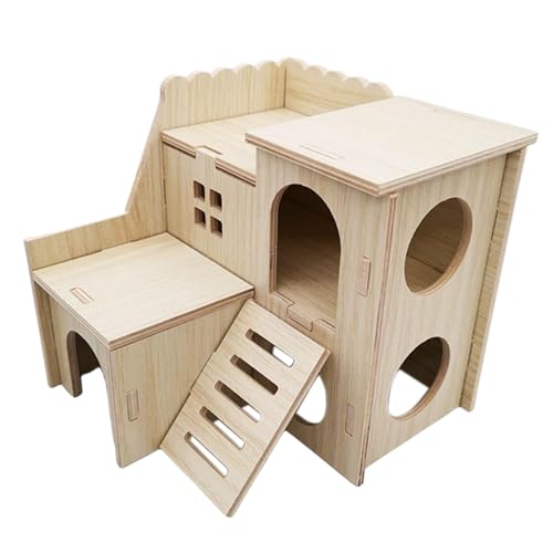 NEFLUM Winziges Hamster-Labyrinth, Hamsterversteck Käfig-Labyrinth – Holz-Spielplatz-Plattform, Versteckhütte, Kleintierhaus, lustiges Haustierzubehör für Rennmäuse, Meerschweinchen, Kaninchen von NEFLUM