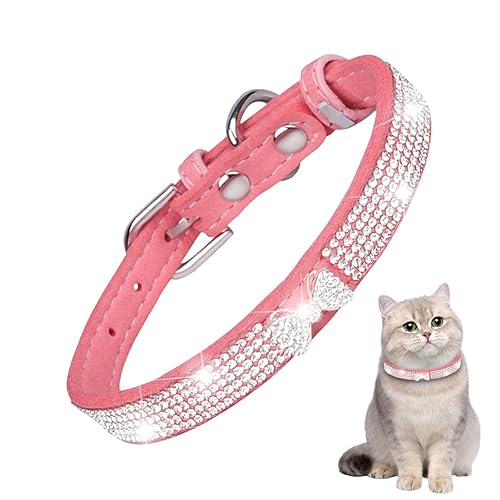 Strass-Hundehalsband | Mikrofaser-Strass-Haustierhalsband für Mädchen, Katzenhalsbänder, verstellbares ausgefallenes Hundehalsband, weiches weibliches Hundehalsband, reißfestes Strass-Katzenhalsband von NEFLUM