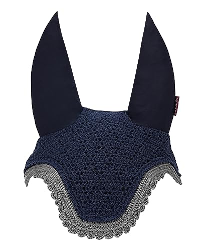 NEIGHH Pferdeohrenhaube mit Diamant-Häkeln | Fliegenschutz | Bequeme weiche dehnbare Baumwolle und Lycra (Größe L: (horizontal) A: 34 cm, (vertikal) B: 42 cm, blau von NEIGHH
