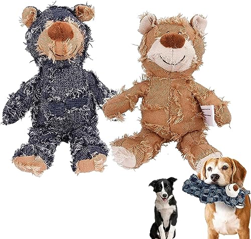 NELLN Unzerstörbares, Robustes Bärenhund-Kuscheltier, Kauspielzeug, Robustes Spielzeug for Hunde, Aggressive Kauer, unverwüstlicher Plüsch (Color : D-2pcs) von NELLN