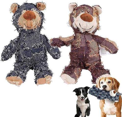 NELLN Unzerstörbares, Robustes Bärenhund-Kuscheltier, Kauspielzeug, Robustes Spielzeug for Hunde, Aggressive Kauer, unverwüstlicher Plüsch (Color : E-2pcs) von NELLN