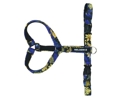 NELSON-X Soft Guard HUNDEGESCHIRR, GEFÜTTERT MIT WEICHEM MESH, KOMFORTABEL, LANGLEBIG (L, Gold- UND BLAUBLÄTTER) von NELSON-X