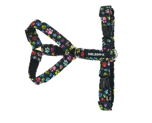 NELSON-X Soft Guard HUNDEGESCHIRR, GEFÜTTERT MIT WEICHEM MESH, KOMFORTABEL, LANGLEBIG (L, Pfoten) von NELSON-X