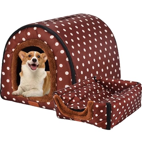 Abnehmbares waschbares Hundehaus, Hundebett Welpenhaus Katzenhaus Katzenhaus Haustierbett Zwinger Haustiernest Indoor mit doppelseitiger Matte für Haustiere, Welpen, Kätzchen, Kaninchen, 37 x 18 x 10 von NENIUX