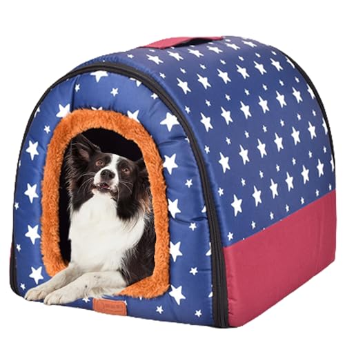 Faltbare Hundehütte, Haustierhaus, Zwinger, Haustiernest, Hundebett, Katzenschutz, Iglu-Bett, Welpenhaus, Haustierbett mit rutschfester Unterseite für Haustiere, Welpen, Kätzchen, Kaninchen, 37 x 18 x von NENIUX