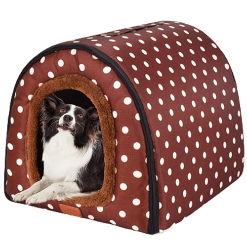 Faltbare Hundehütte, Haustierhaus, Zwinger, Haustiernest, Hundebett, Katzenschutz, Iglu-Bett, Welpenhaus, Haustierbett mit rutschfester Unterseite für Haustiere, Welpen, Kätzchen, Kaninchen, 48 x 40 x von NENIUX