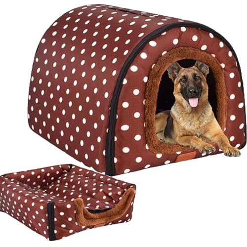 Hundehütte, abnehmbares waschbares Hundehaus, Haustiernest, Hundebett, Katzenhaus, Katzenhöhle, Bett, Iglu-Bett, Katzenhaus mit rutschfester Unterseite für Welpen, Kätzchen, 37 x 18 x 10 cm, Style4 von NENIUX