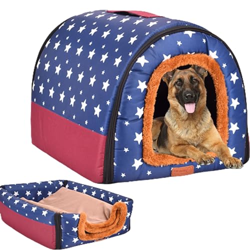 Hundehütte, abnehmbares waschbares Hundehaus, Haustiernest, Hundebett, Katzenhaus, Katzenhöhle, Bett, Iglu-Bett, Katzenhaus mit rutschfester Unterseite für Welpen, Kätzchen, 48 x 52 x 30 cm, Stil 1 von NENIUX