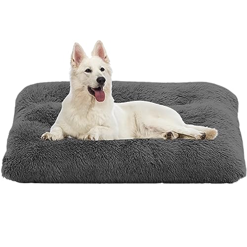NENIUX Anti Anxiety Dog Beds Dog Crate Mattress Zwinger Pad, Self Warming Cat Pad Pet Bed Dog Cushion Dog Pillow Bed with Non-Slip Bottom for Large Medium Small Dogs,110x75x10cm,Dark Grey von NENIUX