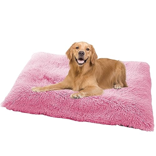 NENIUX Calming Dog Crate Mattress Pet Bed, Washable Dog Mat Dog Crate Bed Dog Pillow Bed Dog Bed Pet Cushion with Anti Slip Bottom for Large Medium Small Dogs&Cats,120x90x10cm,Dark Pink von NENIUX
