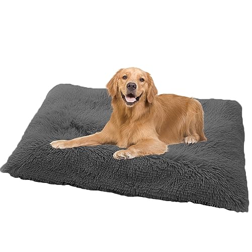 NENIUX Calming Dog Crate Mattress Pet Bed, Washable Dog Mat Dog Crate Bed Dog Pillow Bed Dog Bed Pet Cushion with Anti Slip Bottom for Large Medium Small Dogs&Cats,140x110x12cm,Dark Grey von NENIUX