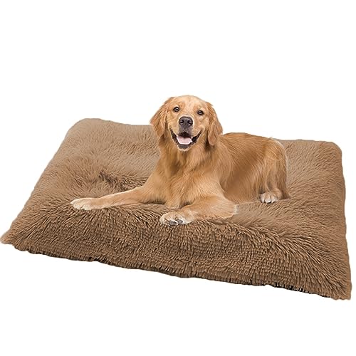 NENIUX Calming Dog Crate Mattress Pet Bed, Washable Dog Mat Dog Crate Bed Dog Pillow Bed Dog Bed Pet Cushion with Anti Slip Bottom for Large Medium Small Dogs&Cats,140x110x12cm,Khaki von NENIUX