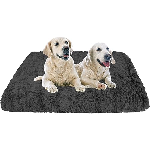 NENIUX Dog Beds Pet Beds Dog Pillow Beds, Non-Slip Dog Crate Bed Zwinger Pad Cat Pad Dog Mat Dog Crate Mattress with Removable Washable Cover for Large Dogs & Pets,100x60x10cm,Dark Grey von NENIUX