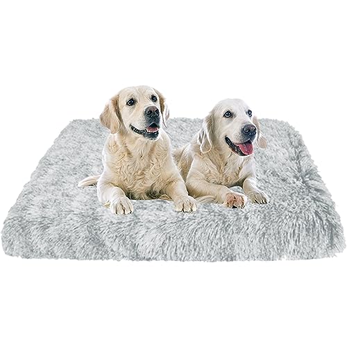 NENIUX Dog Beds Pet Beds Dog Pillow Beds, Non-Slip Dog Crate Bed Zwinger Pad Cat Pad Dog Mat Dog Crate Mattress with Removable Washable Cover for Large Dogs & Pets,75x50x7cm,Grey von NENIUX