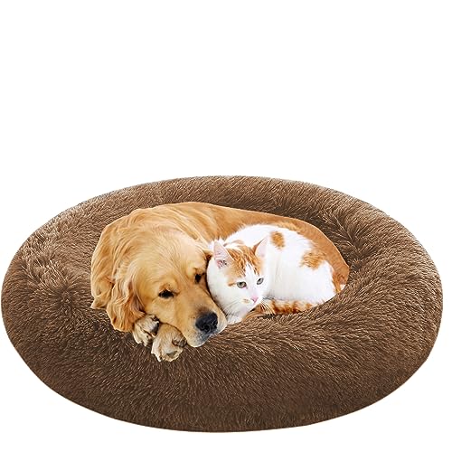 NENIUX Donut Haustierbett, Rund aus Plüsch Hundebett, Welpen Kissen Hundesofa, Rutschfestes Hundekorb Katzenbett, Maschinenwaschbar Katzenkissen für Mittelgroße & Große Hunde, Katzen (130cm/51inch) von NENIUX