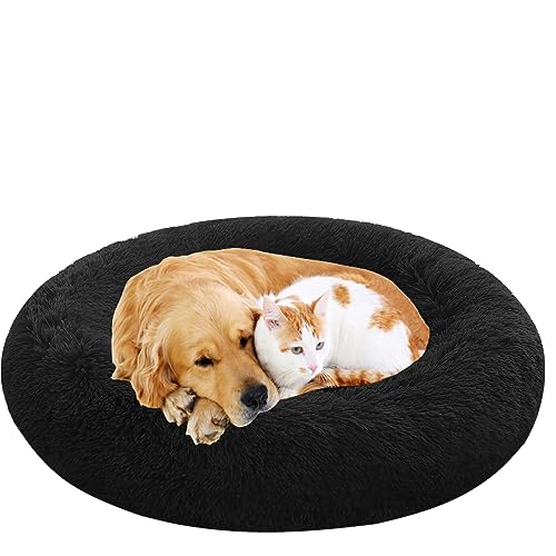 NENIUX Donut Haustierbett, Rund aus Plüsch Hundebett, Welpen Kissen Hundesofa, Rutschfestes Hundekorb Katzenbett, Maschinenwaschbar Katzenkissen für Mittelgroße & Große Hunde, Katzen (110cm/43inch) von NENIUX