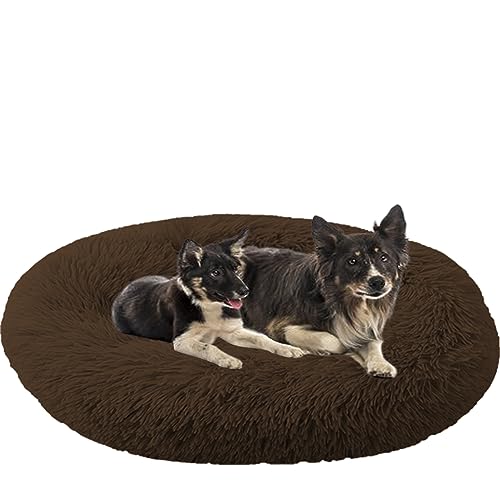 NENIUX Donut Haustierbetten, rund, maschinenwaschbar, warmes Welpenbett, Nestkissen, Anti-Angst-Katzenbetten mit rutschfester Unterseite für kleine, mittelgroße und große Katzen, Hunde, 120 cm, Braun NENIUX Donut Haustierbetten, rund, maschinenwaschbar, warmes Welpenbett, Nestkissen, Anti-Angst-Katzenbetten mit rutschfester Unterseite für kleine, mittelgroße und große Katzen, Hunde, 120 cm, Braun von NENIUX
