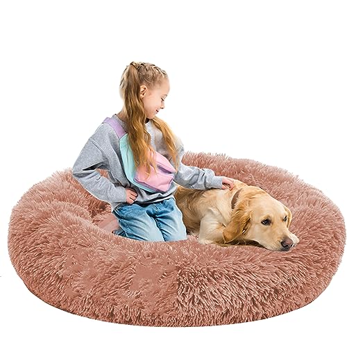 NENIUX Donut Hundekissen für Kleine Große Hunde & Katzens, Rund Anti Stress Hundebett Katzenkissen, Maschinenwaschbar Haustier Sofa, Rutschfestes Hundekorb Katzenkorb Katzenbett(100cm/39inch) von NENIUX