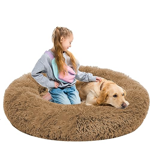 NENIUX Donut Hundekissen für Kleine Große Hunde & Katzens, Rund Anti Stress Hundebett Katzenkissen, Maschinenwaschbar Haustier Sofa, Rutschfestes Hundekorb Katzenkorb Katzenbett(120cm/47inch) von NENIUX