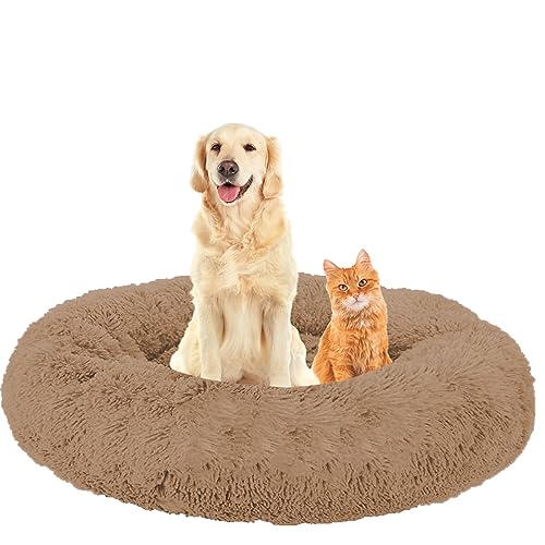 NENIUX Donut Katzenbett Hundebett, Maschinenwaschbar Hundekorb Katzenkorb Katzenkissen Hundekissen, Haustierbett Welpen Kissen Hundesofa für Kleine, Mittelgroße & Große Hunde, Katzen(140cm/55inch) von NENIUX